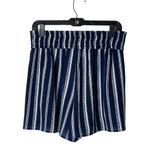Waverly Grey‎ Navy Blue And White Striped Elastic Waist Violet Shorts Size L Size L Photo 3