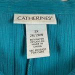 Catherines Tunic Top Women 3X 26/28W Teal Blue Asymmetrical Gauze Roll-Tab Relax Photo 4