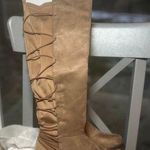 Light Brown Strappy Back Knee High Boots Tan Size 7.5 Photo 0