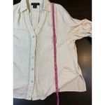 Tahari  Linen Blend Shirt Blouse Womens‎ Large Neutral Embroidered Church Office Photo 9