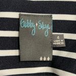 Gabby Skye Black & White Stripes V Neck 3/4 Sleeve Flare Skirt Dress Size 4 Photo 4