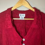 Vintage K Studios Red Floral Pattern Open Front Blouse Size 14 Photo 1