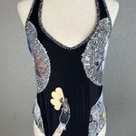 Jai Vasicek Anthropologie Rosa One Piece Swimsuit Size M Black Lady in Hat Print Size M Photo 0