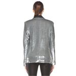 IRO  Missy sequins jacket silver leather details size 0 J1 Photo 2