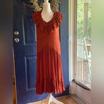 ZARA Women's Orange Fall Ruffle Midi Dress Sleeveless Flowy Size Small Photo 0