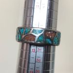 Sterling Silver Southwest Native Crushed Turquoise Coral Mosaic Ring Sz 12-1/2 Photo 12