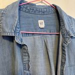 Gap  Maternity Cotton Collared Button Up Denim Chambray Tie Front Shirt Womens S Photo 2