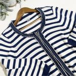 Peter Nygard  XL Full Zip Cardigan Sweater Striped Navy White Coastal Photo 5