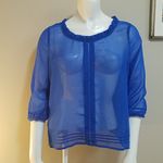 Dina Be  Royal Blue Sheer Blouse Photo 1