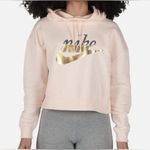 Nike Women's Metallic Clash Lilac with Silver Gold Logo Cropped Hoodie Photo 0