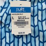 J. McLaughlin JM LAUGHLIN Sleeveless Dolly Dress Size L Blue Lt Blue Mini Chain Link Geo Photo 2