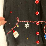 VTG Studio Joy Womens L Christmas Holiday Embroidered Sweater Santa Claus Winter Black Size L Photo 6