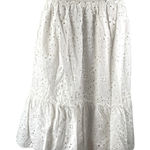 Jennifer & Grace White Floral Smocked Tiered Eyelet Midi Boho A Photo 0