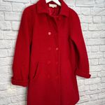 Sandro  Red Textured Double Breasted Wool Blend Peacoat Size 10 Midi Photo 1
