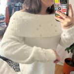 Soft Surroundings  Beaded Off The Shoulder Sweater Dress White Large Photo 1