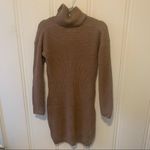 Olive & Oak Brown Taupe Ribbed Knit Funnel Neck Sweater Dress Photo 4