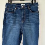 Loft High Rise Slim Flare Jeans in Dark Wash Frayed Hem Size 32/14 Photo 2