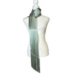 Free People  Charmer Fringe Skinny Scarf Mint Green Elegant Silky Evening Glam Photo 3