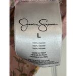 Jessica Simpson  Women's Pink Floral Short Sleeved Button Up, Tie Top, Viscose, L Photo 5