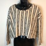 Storia Black and White Striped Crop Top long sleeved small Photo 0