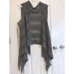 Hooded Fringe Vest Open‎ Knit Sleeveless Cardigan Shawl Cover Up Gray Size undefined Photo 2