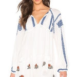 Free People NWT  Ivory Embroidered‎ Floral Wild Horses Mini Dress Peasant Boho S Photo 0