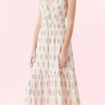 Rebecca Taylor  La Vie Jaipur Fleur Off White Beige Floral Pink Maxi Dress XS EUC Photo 0