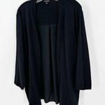 Talbots Black Cotton Blend Pleated Back Open Front Casual Knit Cardigan Size XL Photo 0