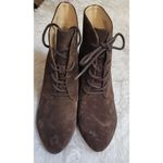 Isaac Mizrahi Live Andrea Size 8 Brown Leather Suede 3" Wedge Ankle Booties Photo 1