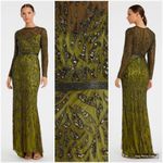 Mac Duggal  5124 Green Beaded Long Sleeve Evening Gown Size 6 Photo 2