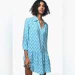 ZARA The Carly Blue & White Floral Printed Button-Up Flounce Mini Dress Medium Photo 1