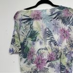 J Jill Purple Blue Floral Linen Blend Short Sleeve Sweater M Short Sleeve Size M Photo 6