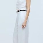 Madewell  NWT White Linen Harlow Wideleg Pants 8 Photo 5