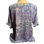 NATORI M Rayon Tunic Top Blue Abstract Print 3/4 Sleeve Resort Loungewear Size M Photo 4