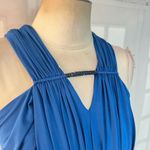 Ranna Gill blue sleeveless draped jersey gown with crystal embellishment size sm Photo 3
