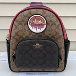 Coach Court Backpack In Blocked Signature With Souvenir Patches Photo 0