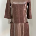 Women’s Brown mix suede and faux leather mini dress in size small Photo 0