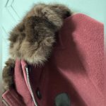 Rebecca Minkoff Scotch Wool Burgundy Red Fur Hooded Coat Size Medium Photo 2