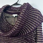 Cache Plum Purple/Gold Cowl Neck Knit Pullover Sweater Size Large Photo 2