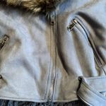EUC Bellivera grey faux suede leather jacket with removable collar size large Gray Photo 5
