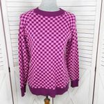 Future Collective Check Pullover Sweater Pink Purple Small Pink Photo 1