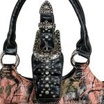 Montana West  Leather Studded Bling Buckle Top Handle Zip Handbag Stylish Camo Photo 15