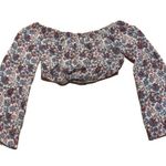 Billabong White Floral Crop Tube Top Womens Large Multicolor Long Sleeve Photo 0