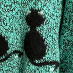 Vtg. 1980’s FaBE Cat Sweater, Sz M Acrylic/Wool Blend Teal W/ Black Cat Novelty Green Size M Photo 7