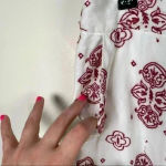 Anthropologie  Ett Twa‎ White And Red Embroidered Jadida Cropped Pant Photo 6