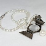 Source Unknown Bee Mine Chic Locket Silver Tone Faux Pearl Clear Spacer Beads Necklace Like New Photo 4