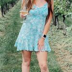 Ocean Drive Aqua Floral Print Mini Dress Photo 0