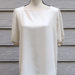 NWT Square Neck Puffed Sleeve Shirt | Loft Cream Blouse Photo 0