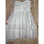 Lulus NWT  Angelic Approach White Chiffon Ruffled Tie-Strap Mini Dress Party XS Photo 5