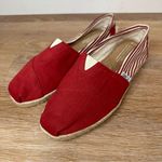 Toms NWOT  Red White Striped Slip On Flat Shoes, Size 7.5 Photo 0